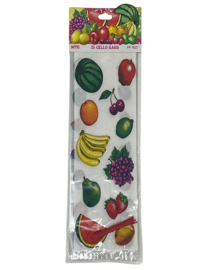 AoneFun Fruit Cellophane Bags - Twotti Fruity Birthday Decorations Twotti Frutti Goodie Bags Baby Shower Favor Baby Shower Decorations Dancing Fruit Berry First 25 Pcs with Twist Ties Approx 11"x5" - Image 3
